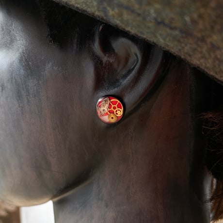 【new!!】CLOPOA BLACK standard pierced earrings salmon red【K1065】