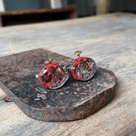 【new!!】antique movement colors cufflinks "mandarin orange" (ボックス付)【K1060】