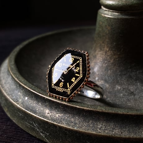 【new!!】hexagon dial silhouette ring SV925 "BULOVA" #12 (ボックス付)【K1053】