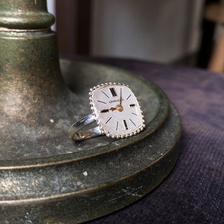 【new!!】antique square dial silhouette ring SV925 "CARAVELLE" #9 (ボックス付)【K1056】