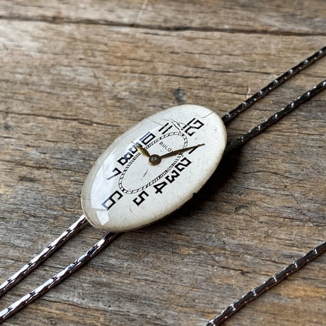 【new!!】antique oval dial chain looptie necklace "BULOVA"【K1043】