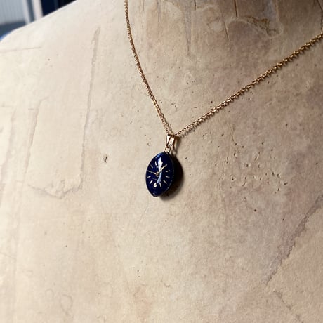 【new!!】antique teardrop blue dial necklace K18GP "GRUEN"(ボックス付)【K1066】