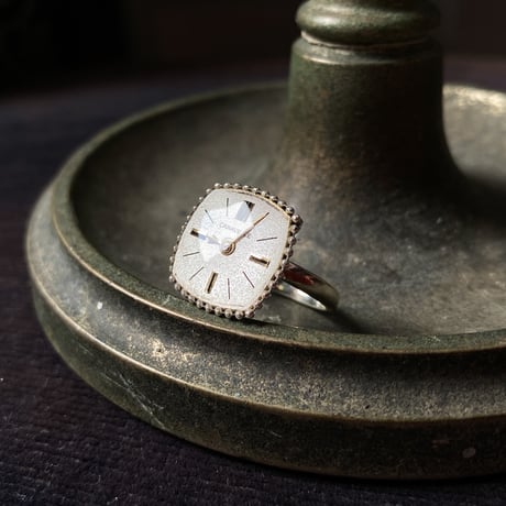 【new!!】antique square dial silhouette ring SV925 "CARAVELLE" #9 (ボックス付)【K1056】