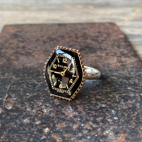 【new!!】hexagon dial silhouette ring SV925 "BULOVA" #12 (ボックス付)【K1053】