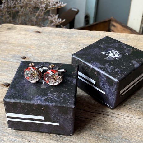 【new!!】antique movement colors cufflinks "mandarin orange" (ボックス付)【K1060】