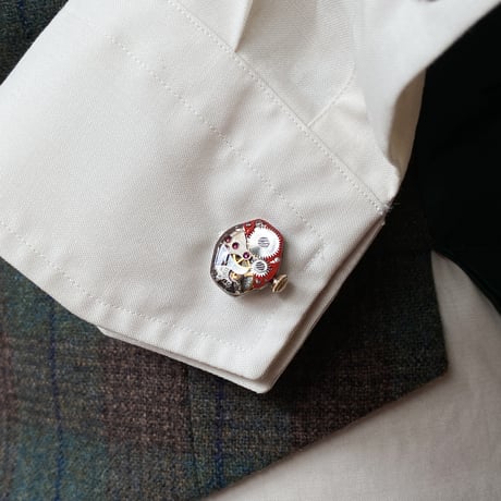 【new!!】antique movement colors cufflinks "mandarin orange" (ボックス付)【K1060】