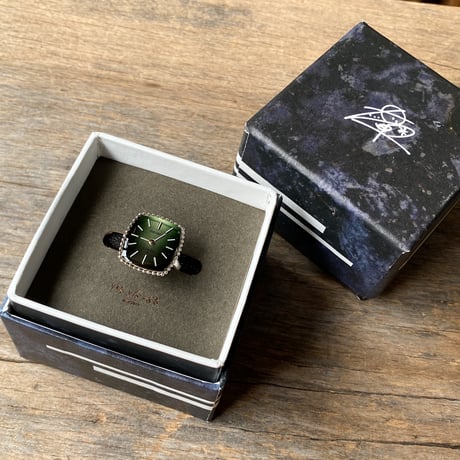 【new!!】antique tonneau dial silhouette ring SV925 "SEIKO" #10 (ボックス付)【K1055】