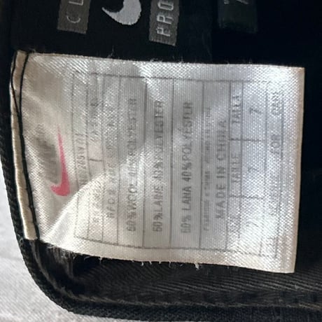 90s NIKE CLASSIC PRO FITTED オールドナイキ ウール混 キャップ 黒 size 7 ヴィンテージナイキ スウッシュ 刺繍