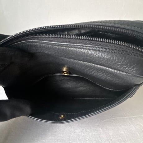 SONIA RYKIEL SACS ソニアリキエル サック 90s ヴィンテージ　シボ本革 ネイビーグレー ゴールド金具 ミニショルダーバッグ used 美品