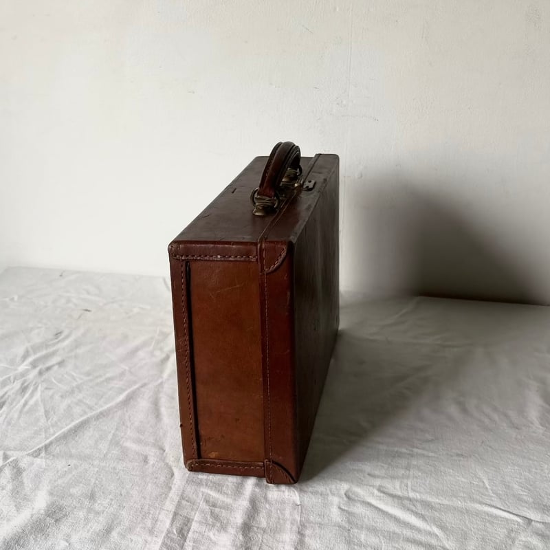 40s-60s ヴィンテージ レザー ミニトランク ブラウン/真鍮金具 本革