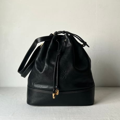 LOEWE ロエベ    オールドロエベ 80sヴィンテージ アナグラム レザー 巾着型 2WAYショルダーバッグ made in spain 美品