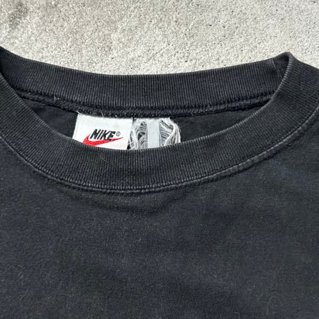 90s NIKE ナイキ ビッグスウッシュ ヴィンテージTシャツ ロンT ブラック 両面プリント size S  白タグ 長袖 Tシャツ  黒  used  made in USA