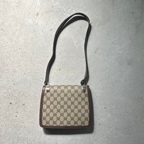 GUCCI グッチ  オールドグッチ 70s80sヴィンテージ GGプラス(GGスプリーム) PVC/ピッグスキン レザーショルダー バッグ 美品
