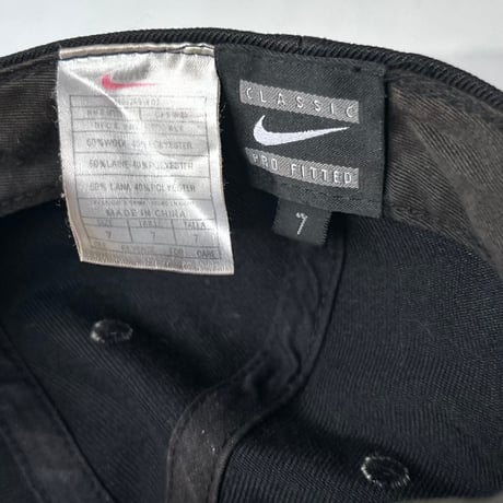 90s NIKE CLASSIC PRO FITTED オールドナイキ ウール混 キャップ 黒 size 7 ヴィンテージナイキ スウッシュ 刺繍
