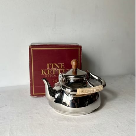 FINE KETTLE ファインケトル morico モリコ (森井金属興業) 18-8ステンレス ケトル 籐巻きハンドル 2.0L 新潟燕三条  未使用・元箱タグ付