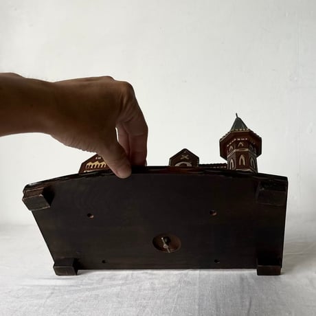 1967年製 慶應義塾大学 卒業記念品  旧図書館 モチーフ 木彫り オルゴール付 引き出し タバコケース 三田キャンパス ヴィンテージ模型 美品