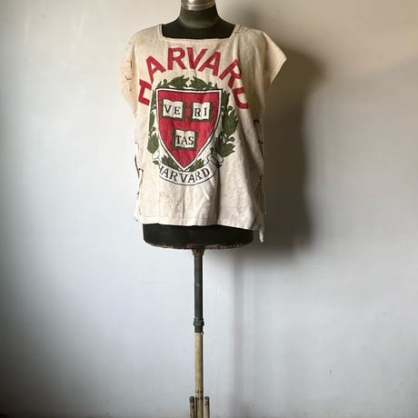 1950s-60s  HARVARD University ハーバード大学 パイル地 ポンチョ ビーチベスト 染み込みプリント USA製 カレッジポンチョ ivy アイビーリーグ 希少