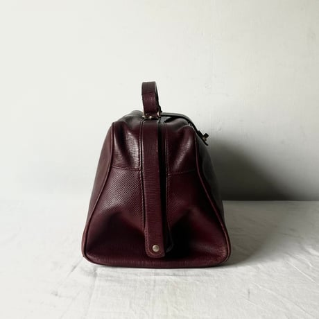 BALLY オールドバリー 80s-90s Vintage イタリア製 型押しレザー 口枠ハンドバッグ ボルドー Gold金具 ミニドクターバッグ イタリア製 made in italy