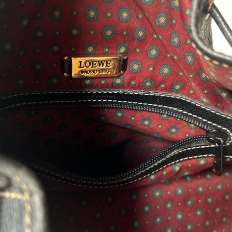LOEWE ロエベ    オールドロエベ 80sヴィンテージ アナグラム レザー 巾着型 2WAYショルダーバッグ made in spain 美品