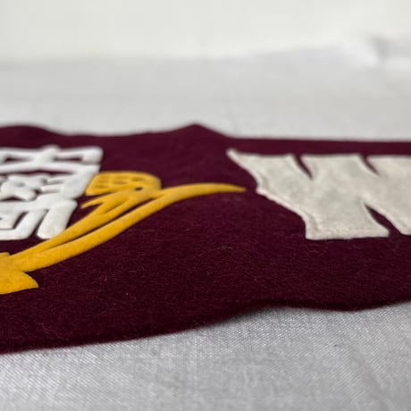 70s80s VINTAGE WASEDA UNIVERSITY PENNANT / 早稲田大学 アーカイブ フェルト パッチワーク 貼付けロゴ ヴィンテージペナント 駅伝 カレッジグッズ