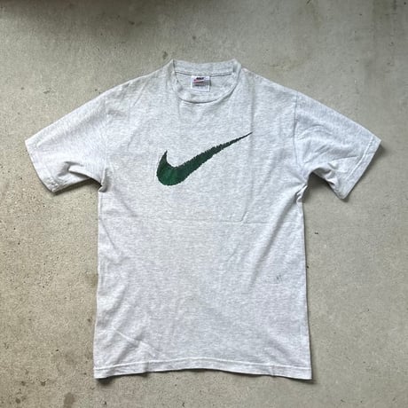 90s NIKE ナイキ ビッグスウッシュ プリント ヴィンテージTシャツ size S  霜降りグレー 白タグ used  made in USA