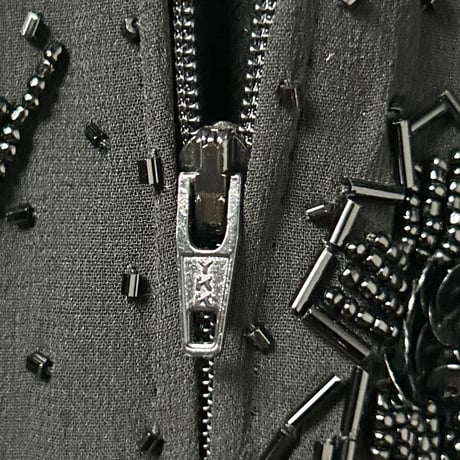 Christian Dior BOUTIQUE クリスチャンディオール ブティック 70sヴィンテージ ビーズ＆スパンコール刺繍 ハンドクラフト イブニングフォーマル 黒 DS美品
