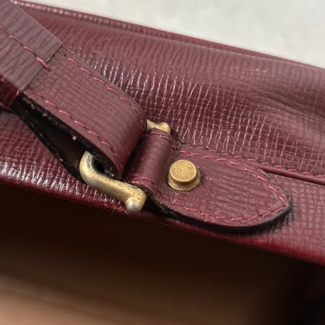 BALLY オールドバリー 80s-90s Vintage イタリア製 型押しレザー 口枠ハンドバッグ ボルドー Gold金具 ミニドクターバッグ イタリア製 made in italy