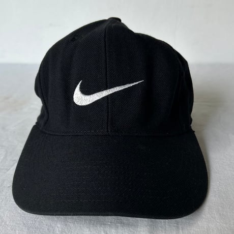 90s NIKE CLASSIC PRO FITTED オールドナイキ ウール混 キャップ 黒 size 7 ヴィンテージナイキ スウッシュ 刺繍