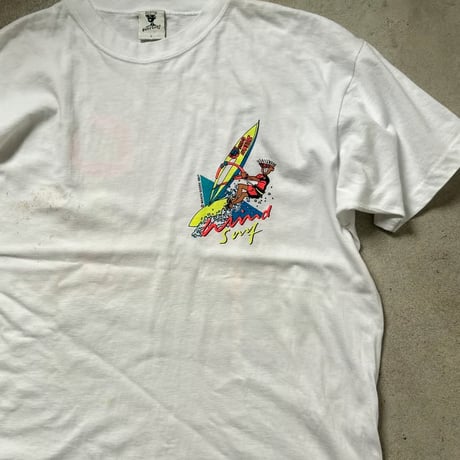90's Vintage BEACH GOERS (ビーチゴアーズ) ウインドサーフィン グラフィック Tシャツ size L   白T ヴィンテージ Tシャツ used