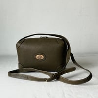 GUCCI  オールドグッチ 70s クレストタグ オーバルインターロッキング レザー ミニショルダーバッグ オリーブ ミリタリーグリーン 本革 ゴールド金具 made in italy 良品