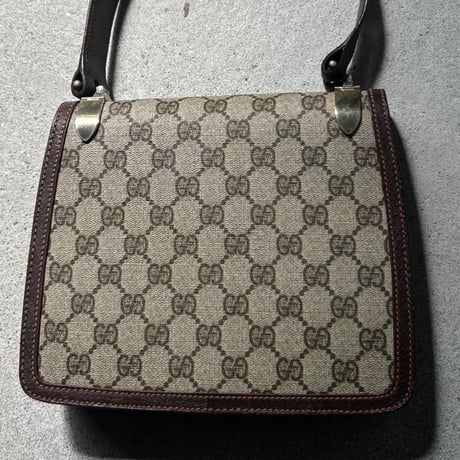 GUCCI グッチ  オールドグッチ 70s80sヴィンテージ GGプラス(GGスプリーム) PVC/ピッグスキン レザーショルダー バッグ 美品