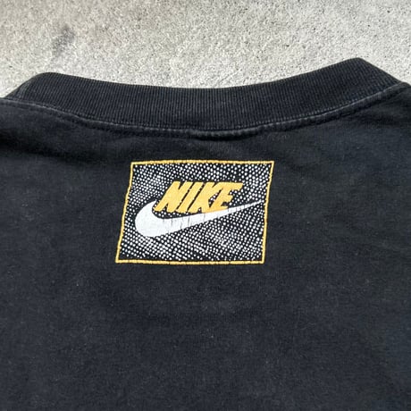 90s NIKE ナイキ ビッグスウッシュ ヴィンテージTシャツ ロンT ブラック 両面プリント size S  白タグ 長袖 Tシャツ  黒  used  made in USA