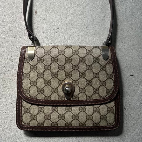 GUCCI グッチ  オールドグッチ 70s80sヴィンテージ GGプラス(GGスプリーム) PVC/ピッグスキン レザーショルダー バッグ 美品