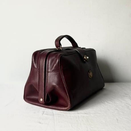 BALLY オールドバリー 80s-90s Vintage イタリア製 型押しレザー 口枠ハンドバッグ ボルドー Gold金具 ミニドクターバッグ イタリア製 made in italy