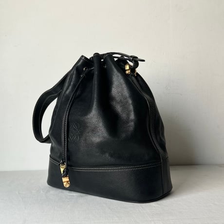 LOEWE ロエベ    オールドロエベ 80sヴィンテージ アナグラム レザー 巾着型 2WAYショルダーバッグ made in spain 美品