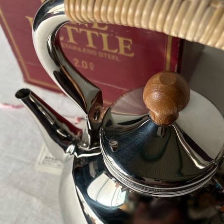 FINE KETTLE ファインケトル morico モリコ (森井金属興業) 18-8ステンレス ケトル 籐巻きハンドル 2.0L 新潟燕三条  未使用・元箱タグ付