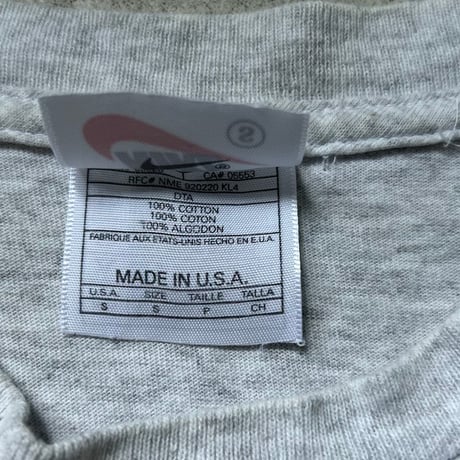 90s NIKE ナイキ ビッグスウッシュ プリント ヴィンテージTシャツ size S  霜降りグレー 白タグ used  made in USA