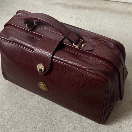 BALLY オールドバリー 80s-90s Vintage イタリア製 型押しレザー 口枠ハンドバッグ ボルドー Gold金具 ミニドクターバッグ イタリア製 made in italy