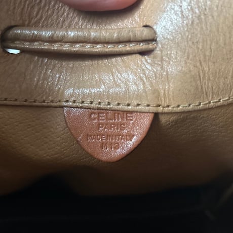 CELINE オールドセリーヌ 80sヴィンテージマカダム柄 PVC/レザー 巾着型ショルダーバッグ ポーチ付き G金具  良品
