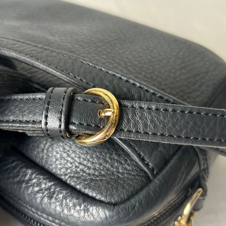 SONIA RYKIEL SACS ソニアリキエル サック 90s ヴィンテージ　シボ本革 ネイビーグレー ゴールド金具 ミニショルダーバッグ used 美品