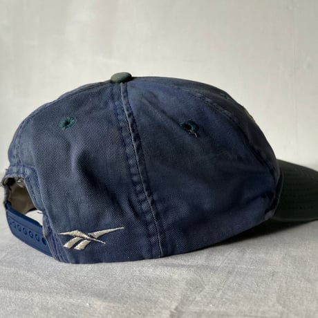 90s Vintage Reebok 2-Tone Vector Logo Cap ヴィンテージ リーボック ベクターロゴ バイカラー キャップ ブルー(薄ナス紺)×グリーン フェード used