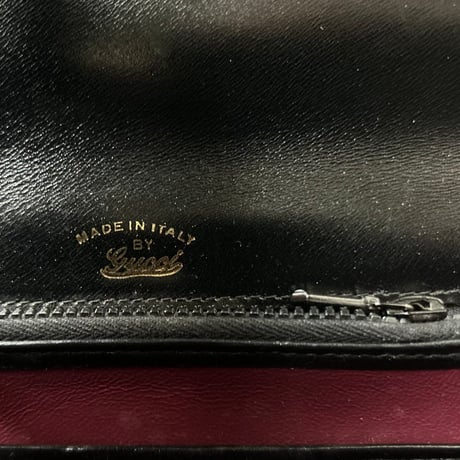 GUCCI  オールドグッチ 70sヴィンテージ ボックスカーフ ケリー型ハンドバッグ 筆記体ロゴ ブラック/ゴールド金具  付属品(保存袋 レザーミニポーチ フラッシャー)有 極美品