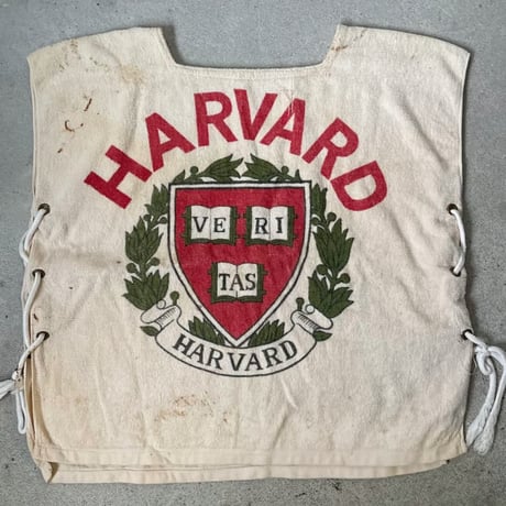 1950s-60s  HARVARD University ハーバード大学 パイル地 ポンチョ ビーチベスト 染み込みプリント USA製 カレッジポンチョ ivy アイビーリーグ 希少