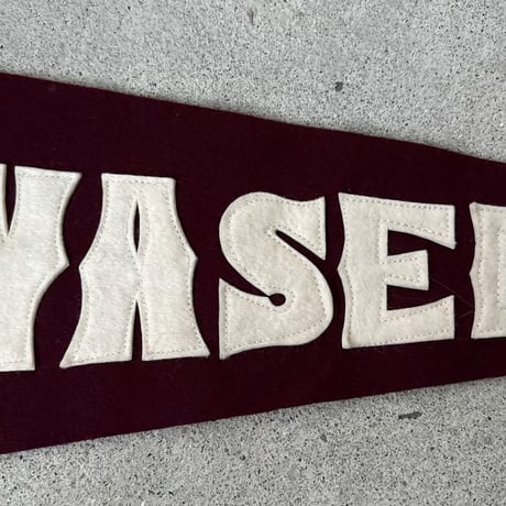 70s80s VINTAGE WASEDA UNIVERSITY PENNANT / 早稲田大学 アーカイブ フェルト パッチワーク 貼付けロゴ ヴィンテージペナント 駅伝 カレッジグッズ
