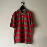 GUCCI  オールドグッチ 80sヴィンテージ ボーダー ポロシャツ  size M  イタリア製 GGシェルボタン Vintage used 美品
