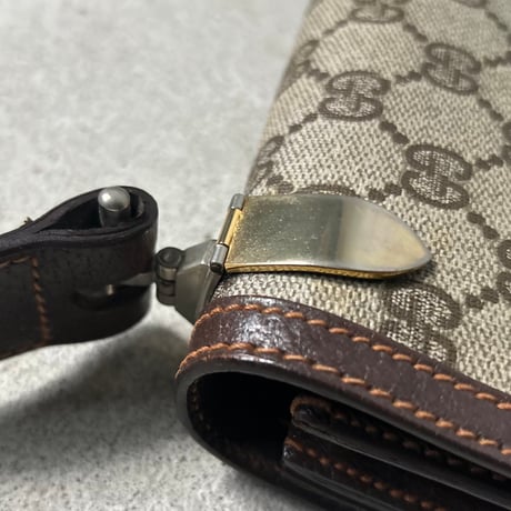 GUCCI グッチ  オールドグッチ 70s80sヴィンテージ GGプラス(GGスプリーム) PVC/ピッグスキン レザーショルダー バッグ 美品