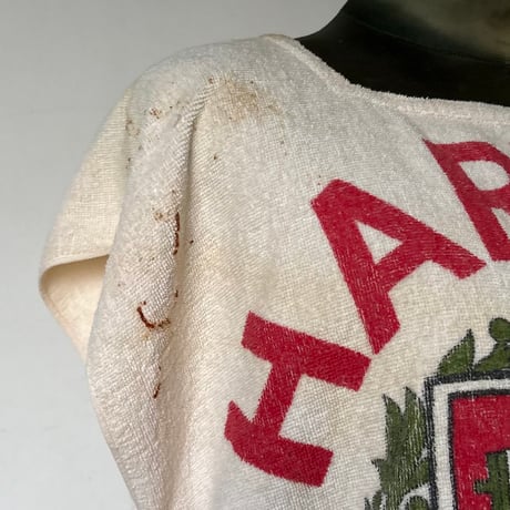 1950s-60s  HARVARD University ハーバード大学 パイル地 ポンチョ ビーチベスト 染み込みプリント USA製 カレッジポンチョ ivy アイビーリーグ 希少