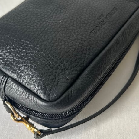 SONIA RYKIEL SACS ソニアリキエル サック 90s ヴィンテージ　シボ本革 ネイビーグレー ゴールド金具 ミニショルダーバッグ used 美品
