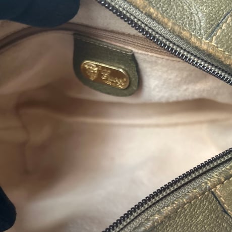 GUCCI  オールドグッチ 70s クレストタグ オーバルインターロッキング レザー ミニショルダーバッグ オリーブ ミリタリーグリーン 本革 ゴールド金具 made in italy 良品