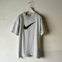 90s NIKE ナイキ ビッグスウッシュ プリント ヴィンテージTシャツ size S  霜降りグレー 白タグ used  made in USA